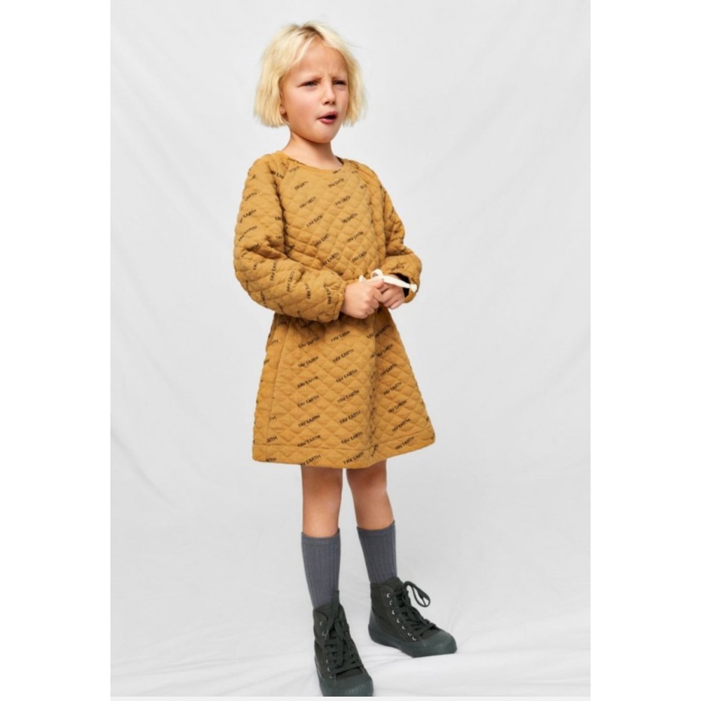 Zara Girls Size 10Y Brown Sweater Dress Fav Earth‎ Logo Drawstring